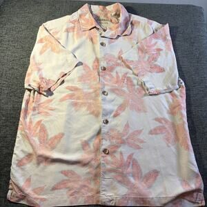 Tommy Bahama Silk Button Down Mens Shirt Size Large Short Sleeve